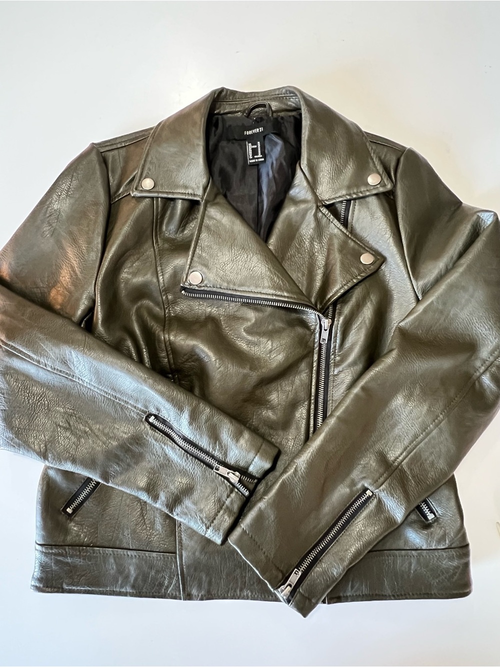 Forever 21 | Olive Faux Leather Moto Jacket